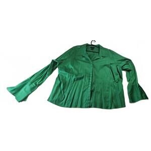 VTG Lane Bryant Plus Size 26/28 Green Bell Sleeve Button-Up Blouse